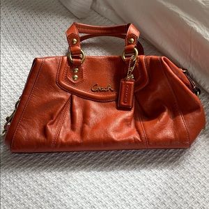 Coach satchel, leather and brass